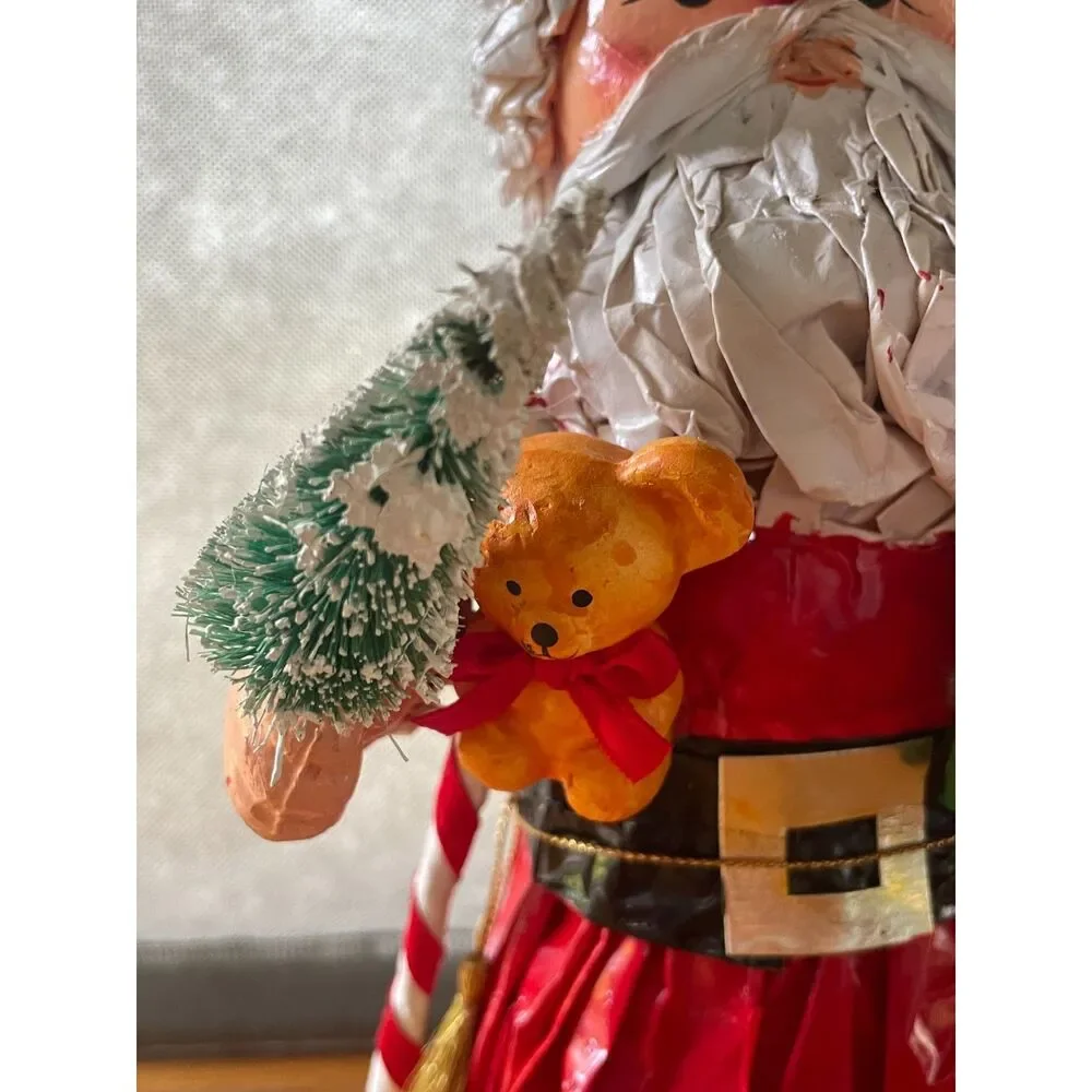 Vintage Papier Mache Santa Claus Figurine Christmas Decor Handmade 10